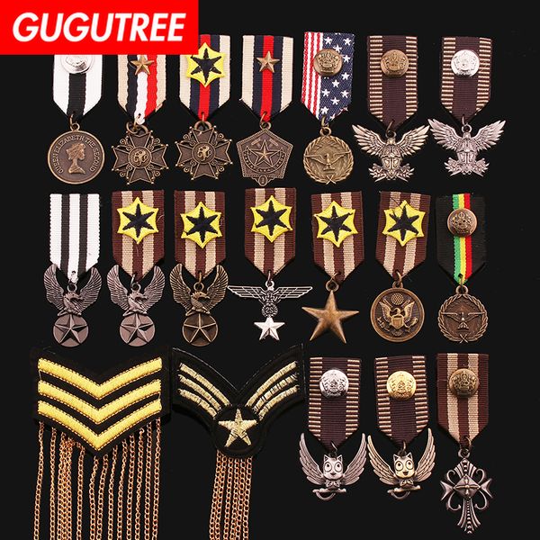 

gugutree brooch breastpin army rank patch metal patches badges applique patches for clothing hh-17, Black