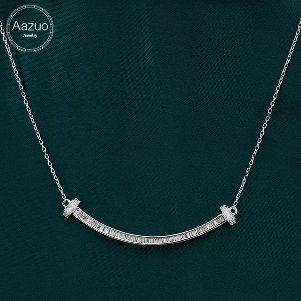 

aazuo real 18k white gold real bagutte diamond fashion smile face pendent with chain necklace gifted for women 18inch au750, Silver