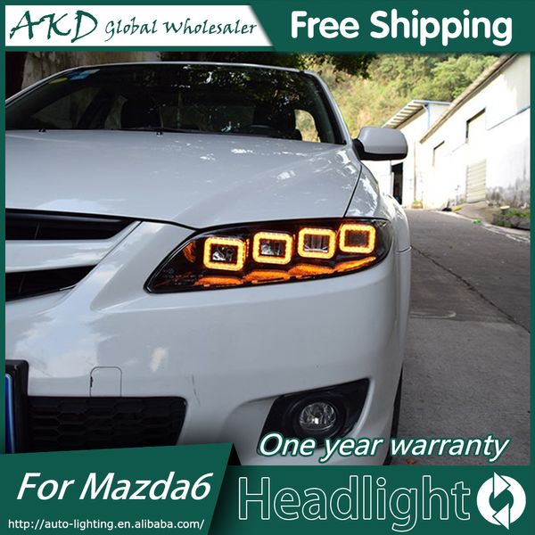 

akd car styling head lamp for 6 headlights 2003-2015 6 all led headlight led drl dynamic signal angel eye accessories