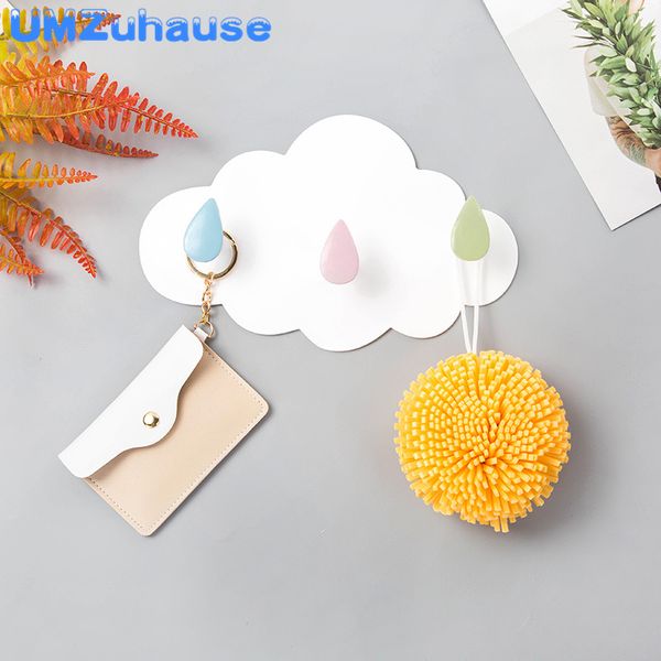 

3 hooks cloud wall door hanging strong adhesive no trace stickers storage bathroom organizer home room nail-seamless hanger