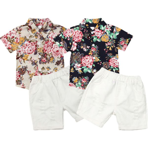 

2019 детские летние одежда 0-5у младенческой дети мальчик джентльмен одежда устанавливает хлопок цветочный купальный костюм короткая футболк, White