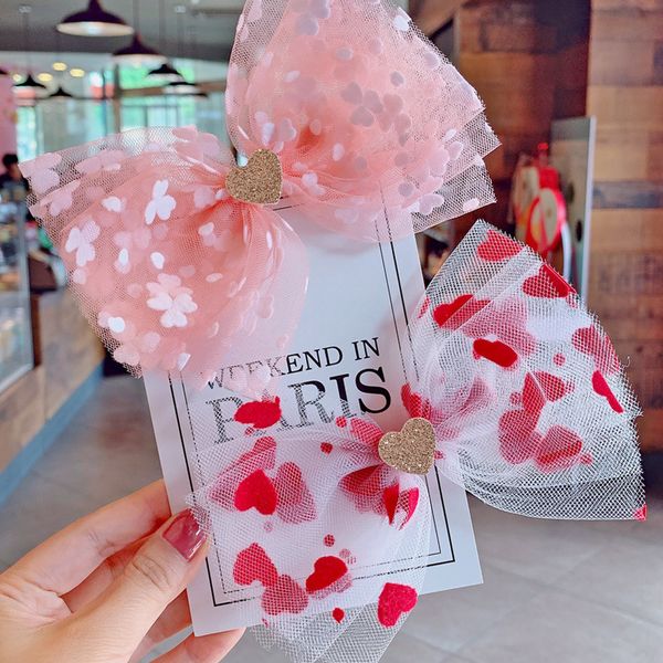 

xugar девушки розовый сладкий органзы смычка волос летний стиль клип cute волос дети аксессуары