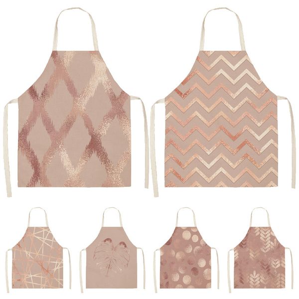 

flamingo cactus cotton linen sleeveless aprons printed flower kitchen women pinafore home cooking baking waist bib wql0154