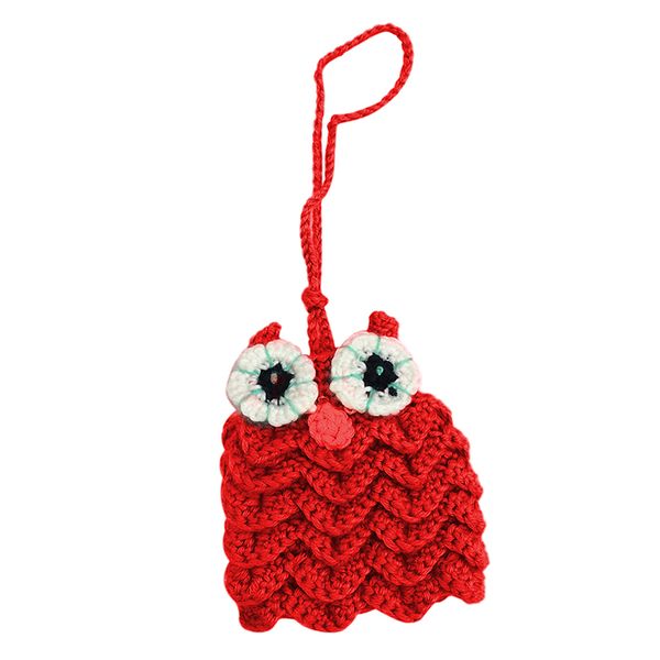 

handcrafts cute owl crochet keyring bag crochet kit craft knitting accessory, White