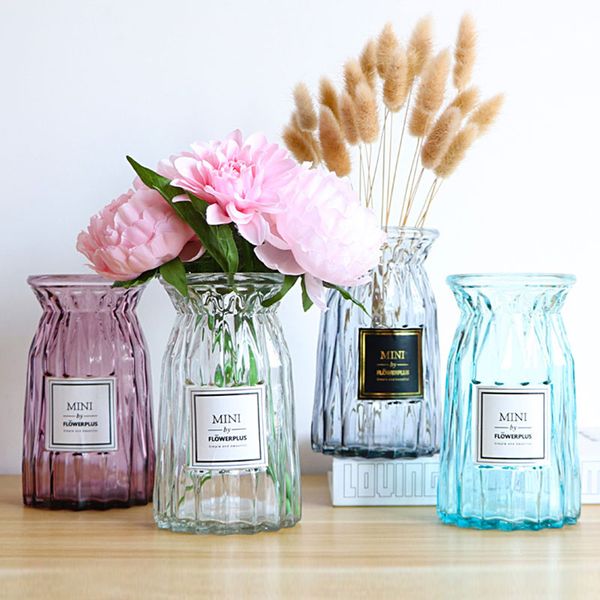 

colorful transparent glass vase for home decoration living-room plants pots decor ornament deskadorn furnishing