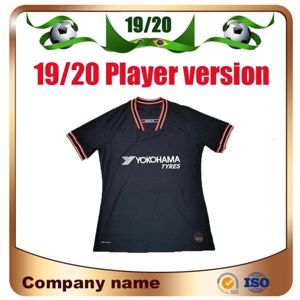 

19/20 player version pulisic willian soccer jersey 2019 away black higuain giroud soccer shirt kante morata willian david luiz football unif, Black;yellow