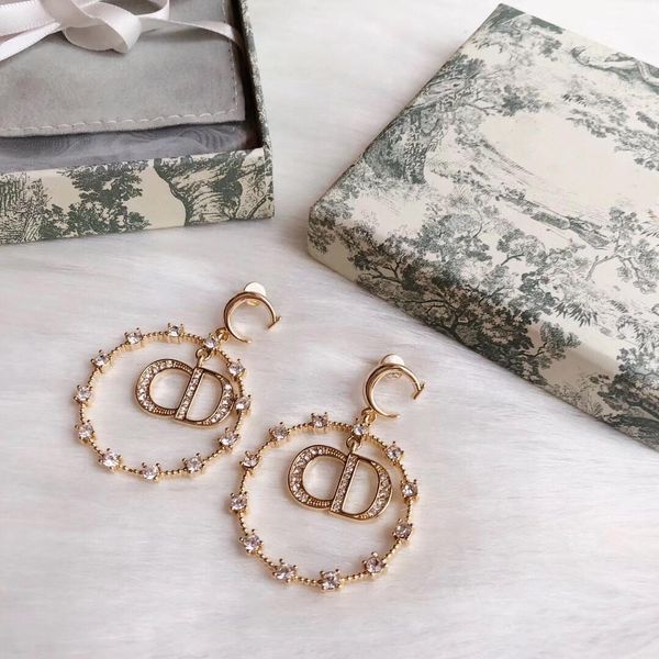 

explosion fashion classic letter micro-set ring designer earrings luxury designer jewelry women earrings, Golden