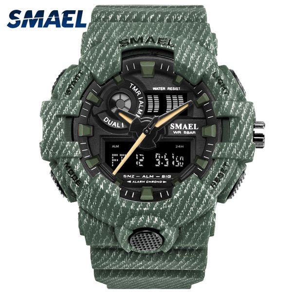 

smael camouflage army men's watches sport digital watches led quartz men wristwatch waterproof for male watch 8001, Slivery;brown