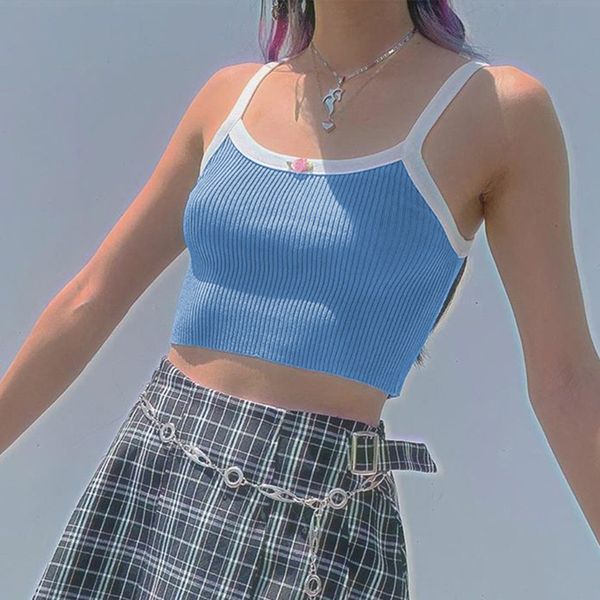 

2020new brat knit u образным вырезом без рукавов камзол белый tops женский клуб streetwear backless тонкий crop tops лето женщины на складе, White