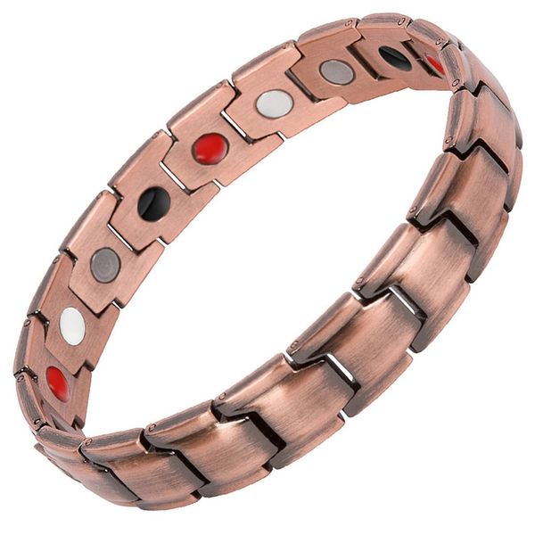 

red copper bracelets with magnet for men arthritis pain relief luxury magnetic bracelet, Black