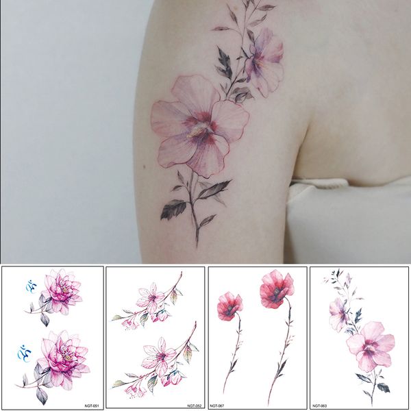 3d Lifelike Rose Flower Sex Waterproof Temporary Tattoos Women Flash Tattoo Arm Shoulder Big Flowers Stickers Order Temporary Tattoos Online Paper For