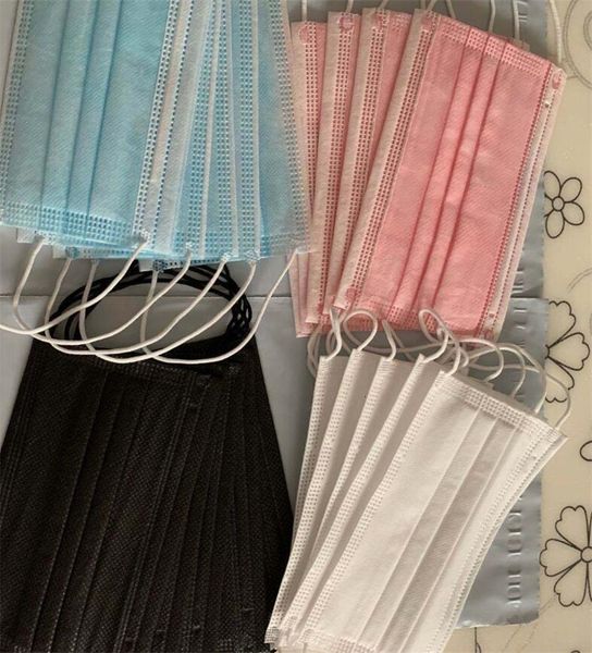 

in stock face masks thick 3 layer masks comfortable black/white/pink black mask protective masks