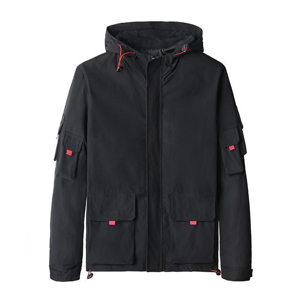 

мужская хит цвет шнурок печатных куртка мода сплошной цвет мульти карманный повседневный кардиган с капюшоном мода мужская одежда, Black;brown