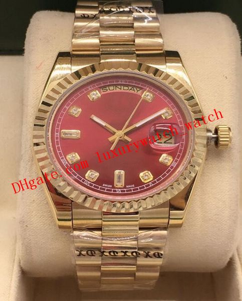 

latest version 8 style luxury watch mens 118238 118239 18k yellow gold black diamond dial steel fluted 36mm watch fashion men's watches, Slivery;brown