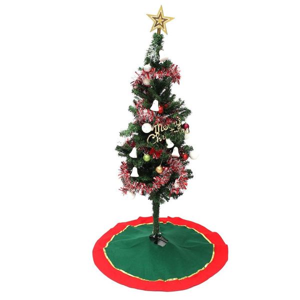 

1pcs 85cm santa claus snowman christmas red and golden edge tree skirt for stands ornaments party home decoration