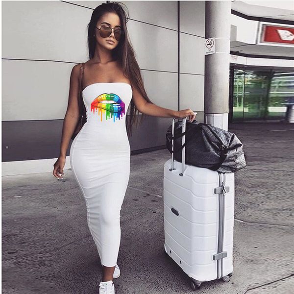 

сексуальная верхнюю часть пробки хип платье женщины радуга принт губы шаблон тощий платье женское повседневной одежды, Black;gray