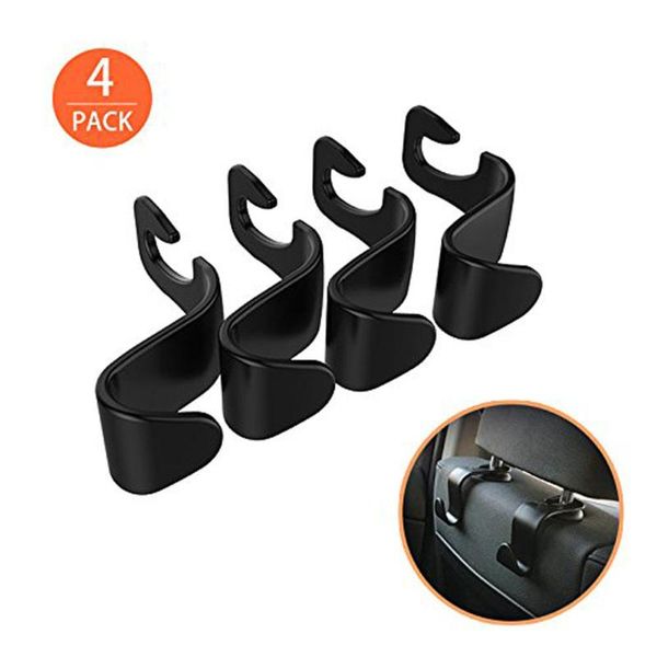 

4pack car vehicle back seat headrest organizer hanger storage hook for groceries bag handbag no need to take off the headrest#ba