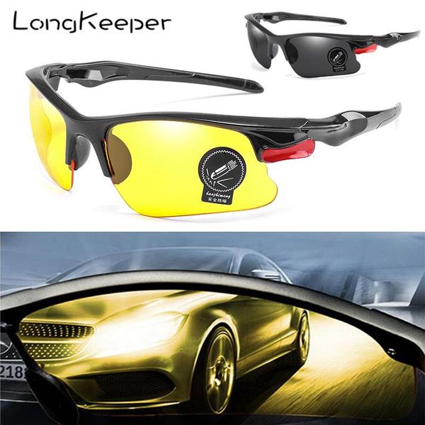

longkeeper car night vision glasses men anti glare night-vision driving glasses yellow lens goggles uv protection sunglasses, White;black