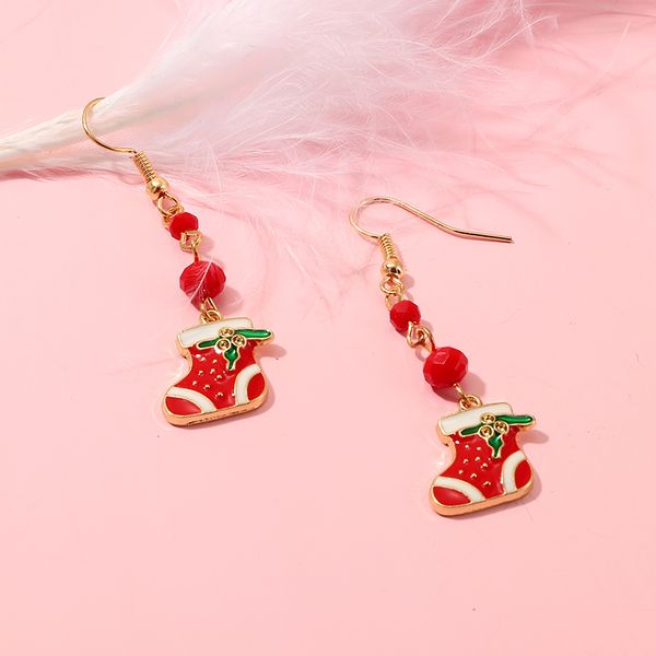 

naizhu engagements earrings wedding cartoon christmas stocking christmas earrings cute sweet long earrings grand events jewelry, White