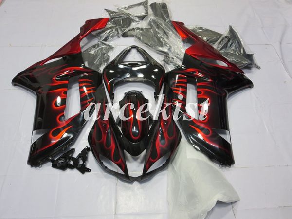 

4gifts new abs motorcycle fairings set fit for kawasaki ninja zx-6r zx6r 2007 2008 6r 07 08 body set custom flame red