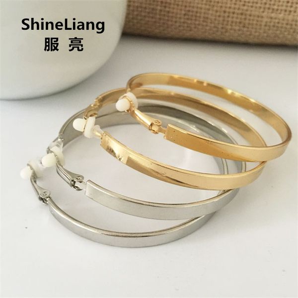 

2017fashion big earrings for women ear clip without piercing jewelry wholesale popular gold silver metal physique classic female, Golden;silver