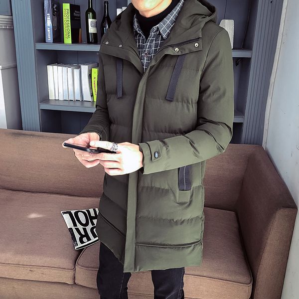 

men's hooded parkas medium long thick cotton-padded jacket mens winter windbreakers coats jackets male overcoat outerwear 1126, Tan;black
