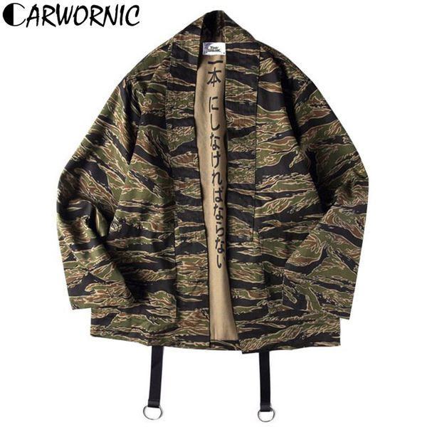 

carwornic japanese camo kimonos jackets men japan harajuku block vintage cardigan jacket male camouflage casual streetwear coats, Black;brown