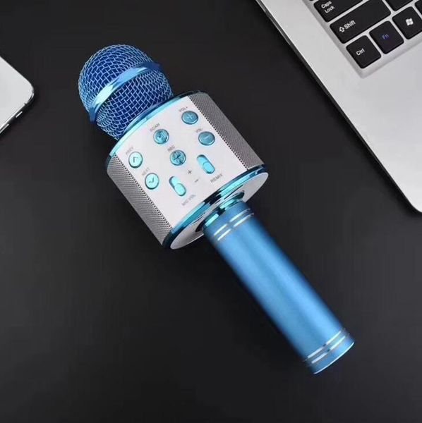 

new ws858 microphone wireless bluetooth karaoke ws-858 microphone usb ktv player mobile phone player mic speaker record music