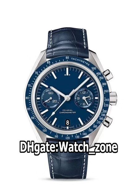 

new dark side of the moon 316l steel case 311.93.44.51.03.001 blue dial vk miyota quartz chronograph mens watch blue leather strap watches, Slivery;brown