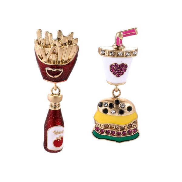 

new casual women earrings individuality french fries burger shape earring girls party travel jewelry, Golden;silver