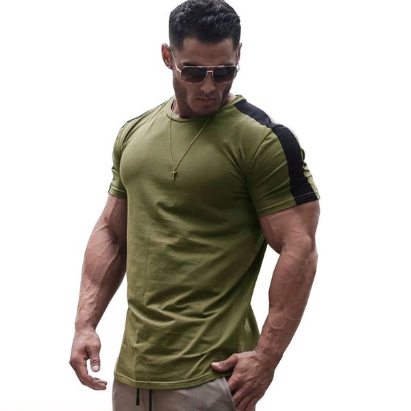 

men's wear summer new style casual short sleeve contrast color western style outer mold round neckline t-shirt men's top, White;black