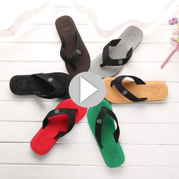 

2018 new summer men's beach flip flops slippers casual shoes outdoor beach zapatillas de hombre 6 colors slippers for male#3c, Black