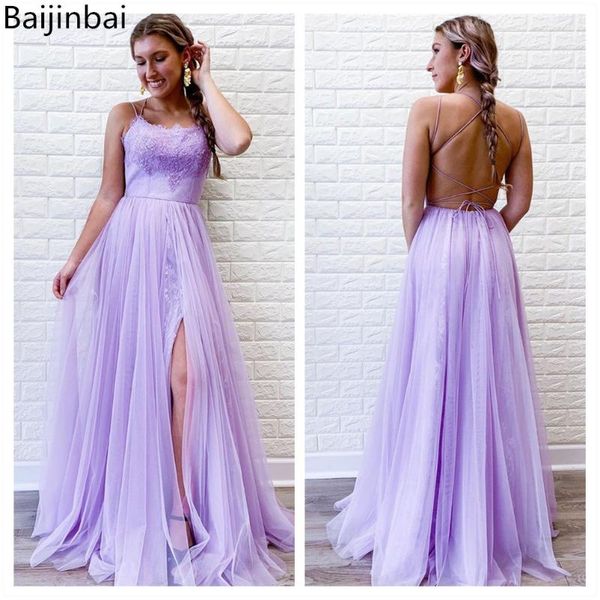 

baijinbai sleeveless formal evening dresses tulle backless lacing pageant party gowns robe crystals lace prom dress, White;black