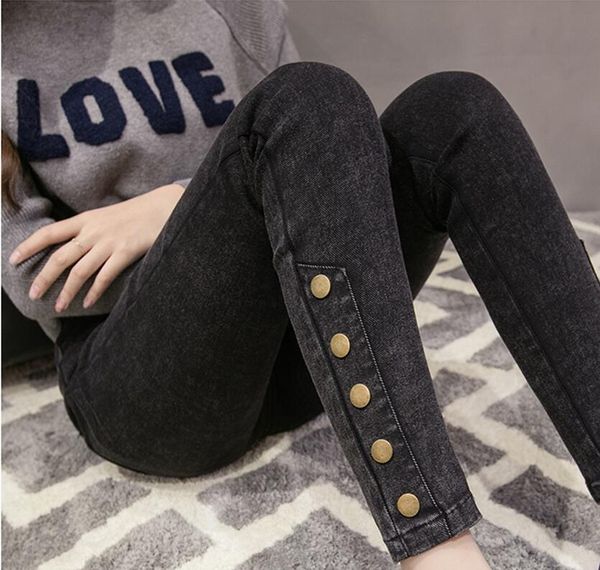 

plus velvet thickening high waist boyfriend jeans stretch skinny jeans female slim pencil pants for women waist mother, Blue