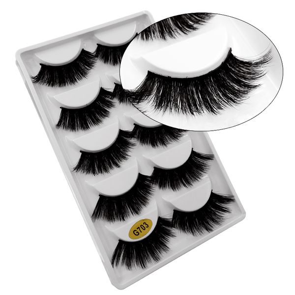 

hbzgtlad 5 pairs mink fake eyelashes 3d natural false eyelashes mink lashes soft eyelash extension makeup kit cilios g703