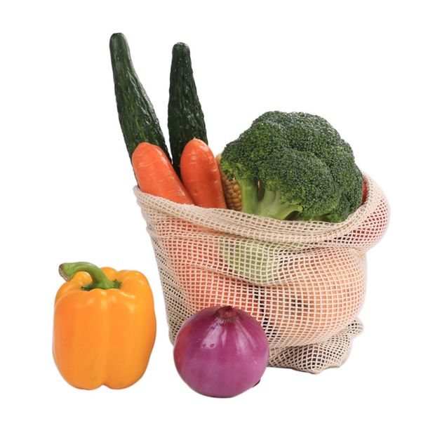 

многоразовые фрукты овощи хранения складной большой емкости продуктовые хлопчатобумажные сетки фрукты сумка для хранения новый 0259