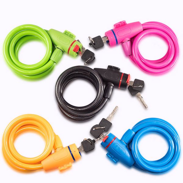 

universal bike lock anti-theft steel strong wire coil cable bicycle motorcycle security lock with 2 keys