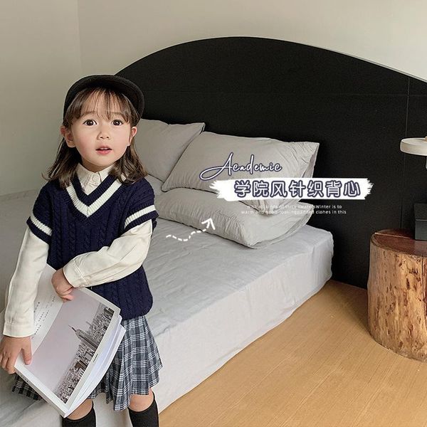 

2020 лучшие продажи детские для девочек для мальчиков вязаные жилет весна дети девочки жилет 1-6 лет, Blue