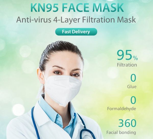 

ce certification kn95 masks 95% filter 4 layers protection face masks reusable disposible ffp2 mask with melt-blown cloth dhl