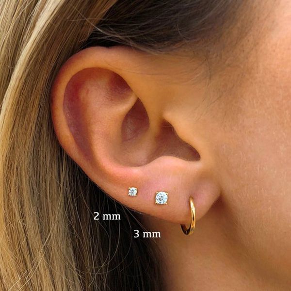 2019 Real 925 Silver Earrings For Women Small Zircon Stone Earrings Girl Gift Cartilage Ear Piercing Female Stud Aretes R5 From Watcheshomie 33 44