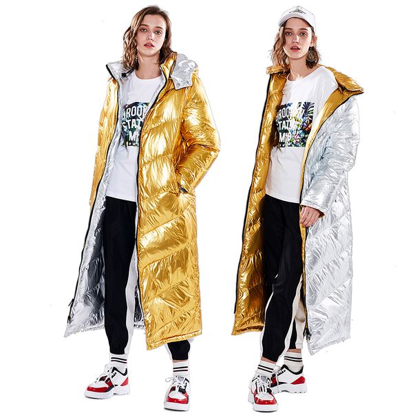 

women's down & parkas very-nong gloss jacket thicker long women winter white duck female parka double-sided wear men, Black