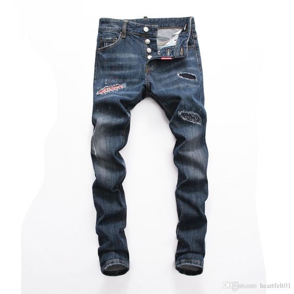

brand jeans mens роскошная jeans багги байкер высокой талией ripped rock возрождение black skinny мужчины жан jeckets длинные брюки брюки 07, Blue