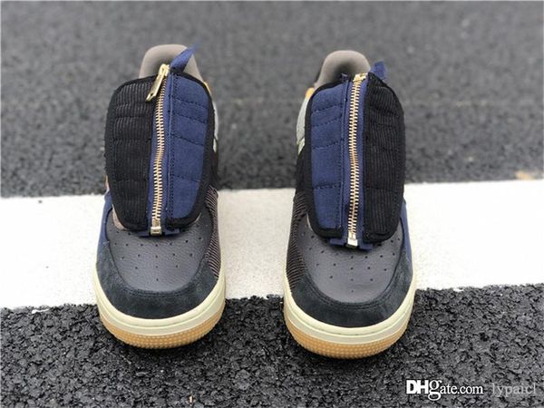 

2019 аутентичный трэвис скотт x air 219force 1 низкий многоцветный приглушенный бронзовый ископаемый мужская обувь спортивные кроссовки ориг