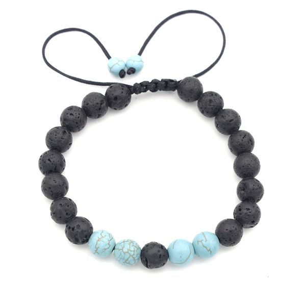 

promotiadjustable handmade black lava beaded strand natural stone bracelet