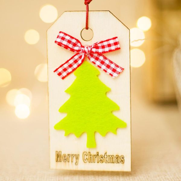 

4pc 5x9.5cm natural wood christmas ornaments pendant xmas tree pentagram elk pattern wooden sign style hanging home decorations