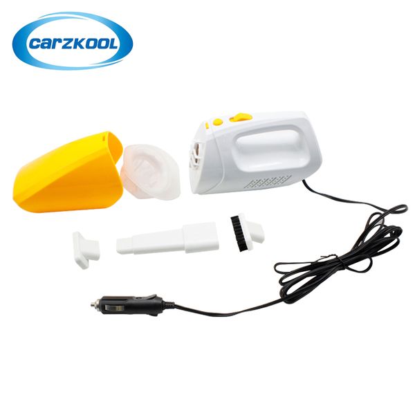 

carzkool yellow car auto vehicle vacuum cord length 3m abs plactic cleaner wet dry duster water absorption car vacuum cleaner