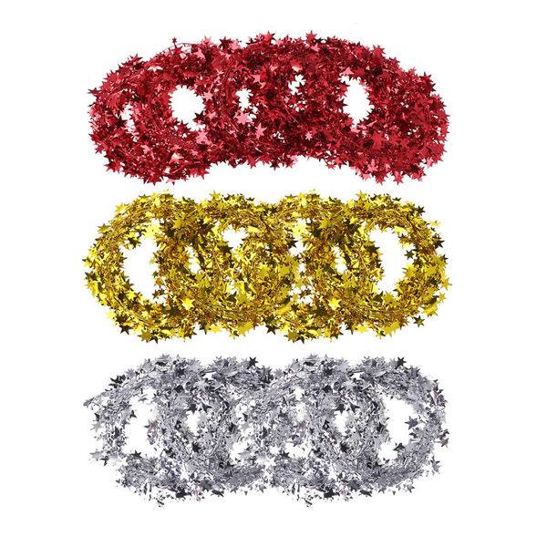 

5pcs christmas star wreath creative shiny attractive tinsel christmas star garlands wreaths for decoration