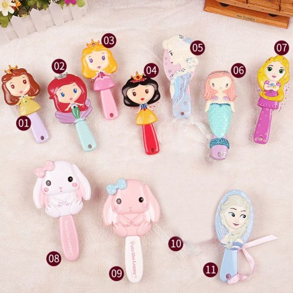 

cartoon hair brush brosse cheveux kids gentle anti-static brush curly tangle mermaid bristles handle tangle comb, Silver