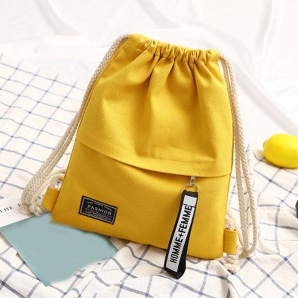 

женщины холст хранения drawstring сумка большой емкости прочный рюкзак рюкзак casual для школы путешествий 30x37cm