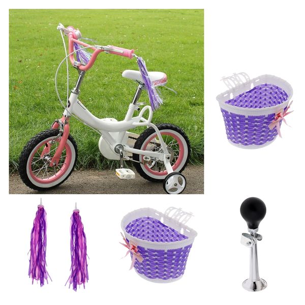 

kids girls bike scooter streamers tassels handlebar hooter bell basket